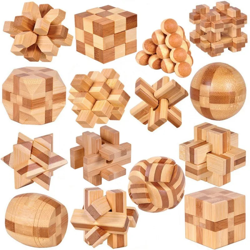 Wooden Lock IQ 3D Puzzles